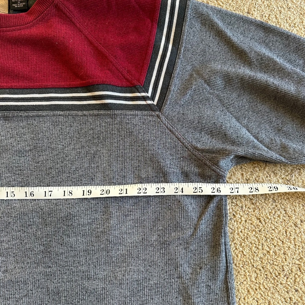 Extreme Gear Men’s Red & Gray Striped Thermal Shirt – Size XL -Vintage Y2K / 90s - Picture 4 of 6